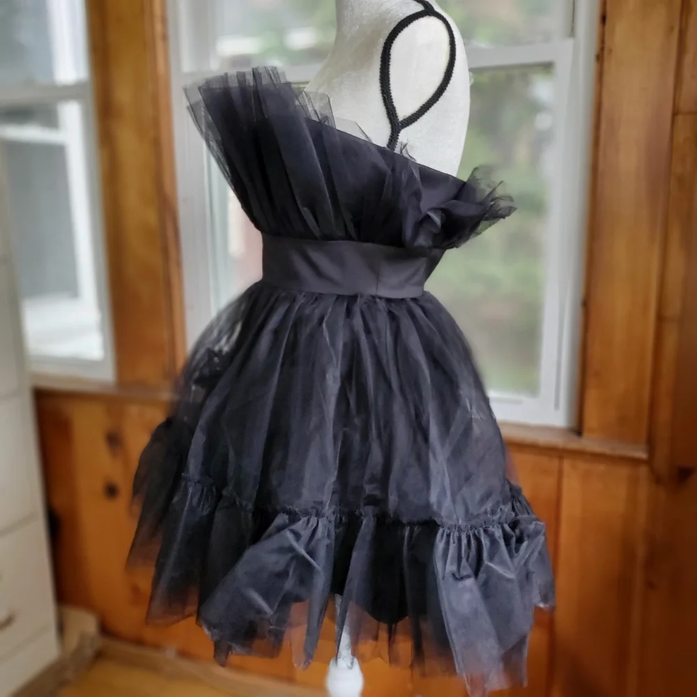 Katie May Elle tulle mini dress black strapless layered poofy size small - Picture 3 of 10